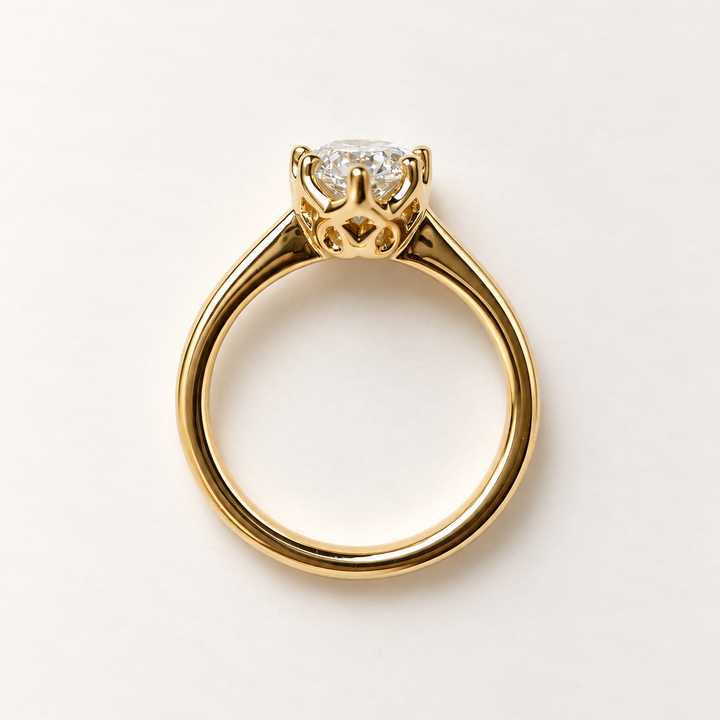Pear diamond solitaire ring in 14K yellow gold — RS07814