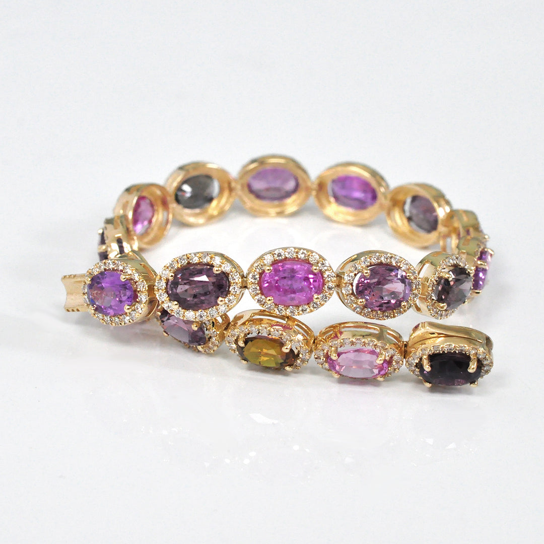 Oval cut Fancy SAPPHIRE &amp; diamonds BRACELET