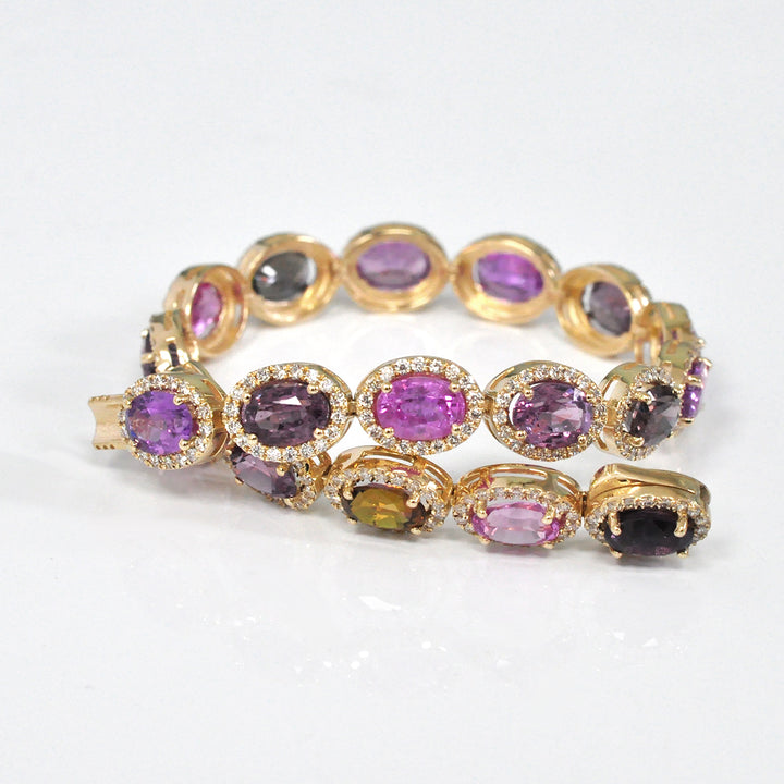 Oval cut Fancy SAPPHIRE &amp; diamonds BRACELET