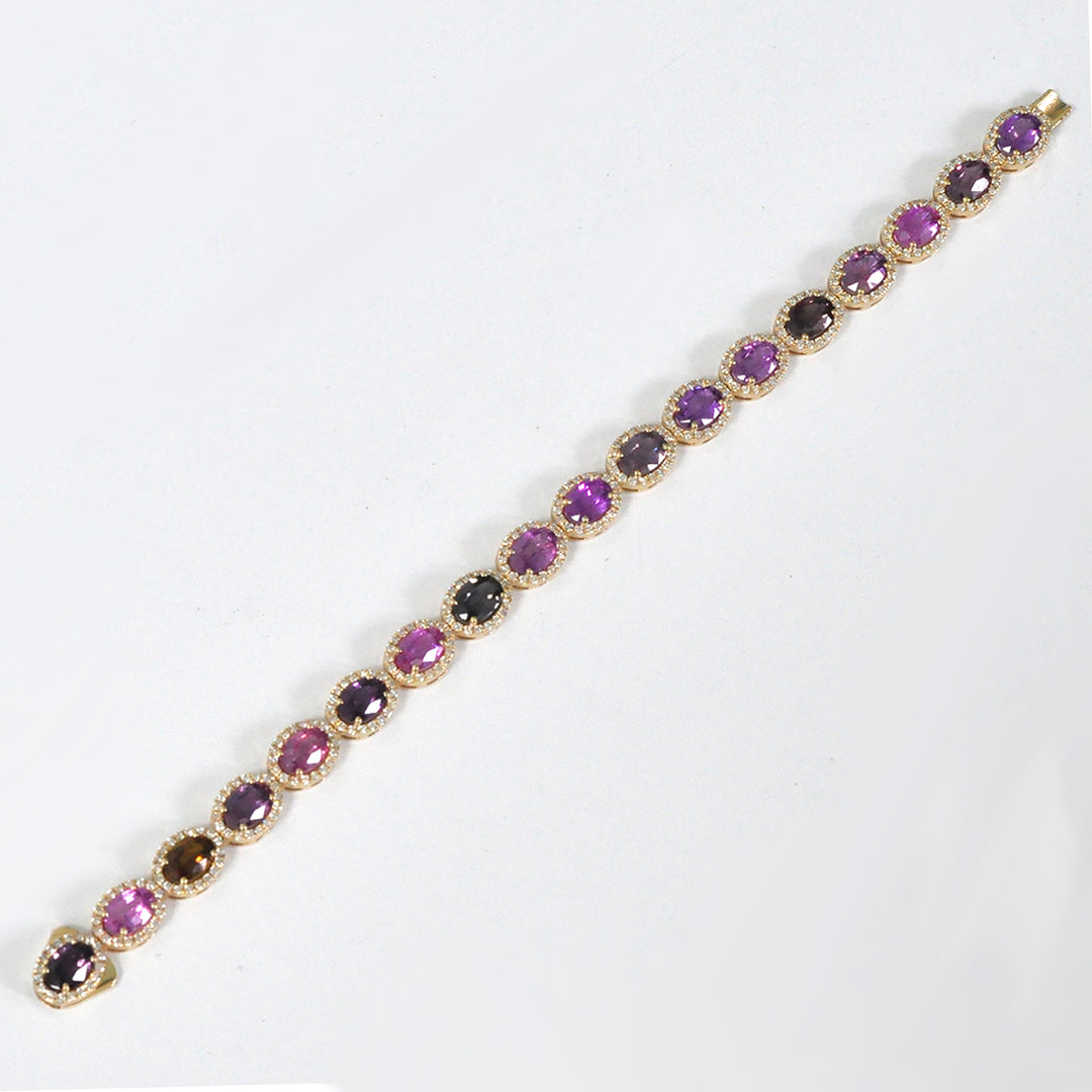 Oval cut Fancy SAPPHIRE &amp; diamonds BRACELET