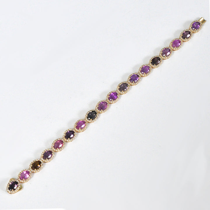 Oval cut Fancy SAPPHIRE &amp; diamonds BRACELET