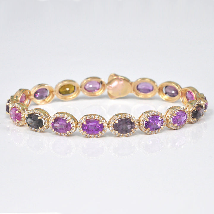 Oval cut Fancy SAPPHIRE &amp; diamonds BRACELET