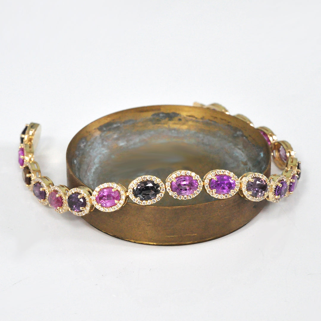 Oval cut Fancy SAPPHIRE &amp; diamonds BRACELET