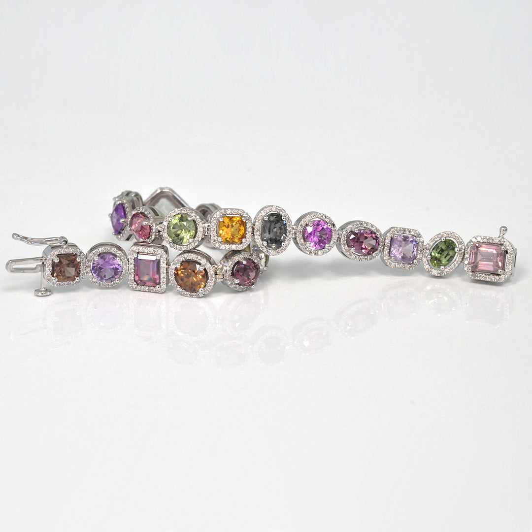 Fancy mix shape Sapphire and Diamonds bracelet