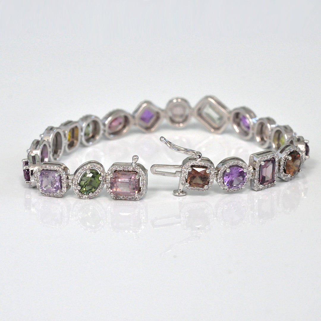 Fancy mix shape Sapphire and Diamonds bracelet
