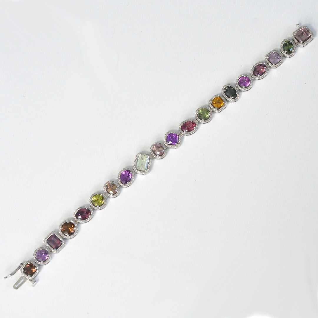 Fancy mix shape Sapphire and Diamonds bracelet
