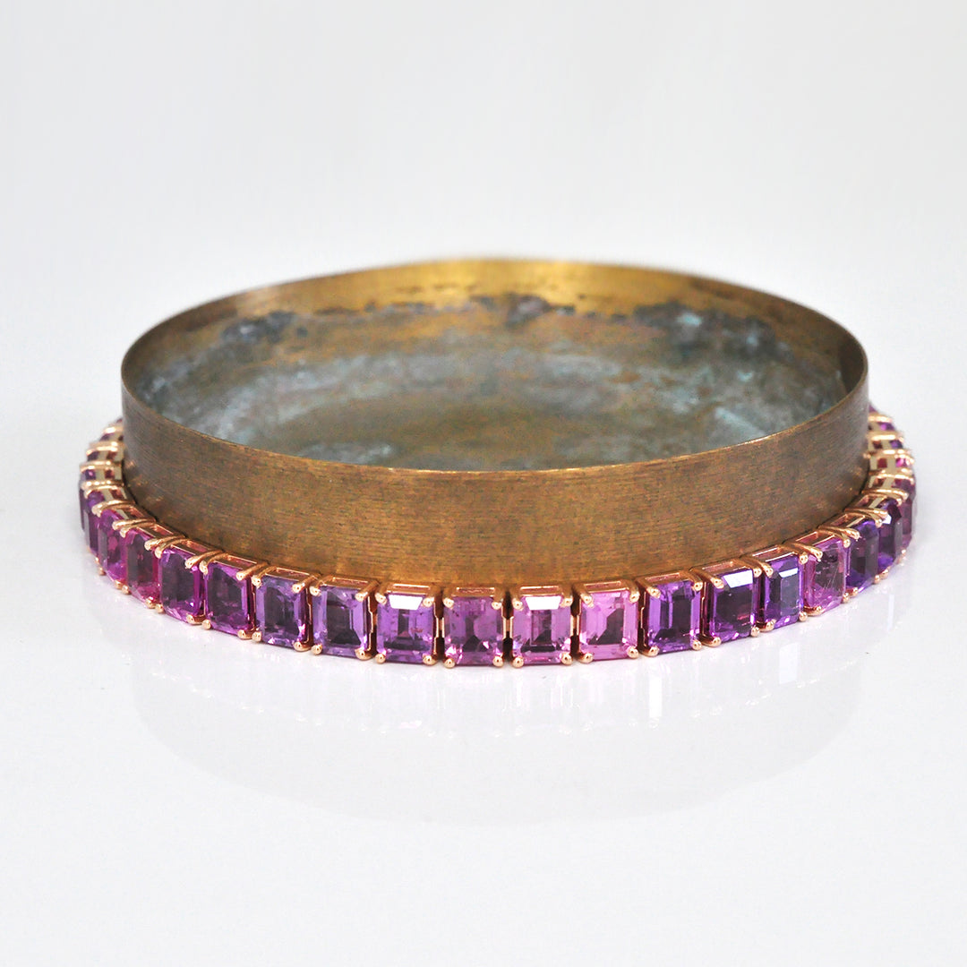 Rose Gold Emerald Cut Pink Sapphire bracelet