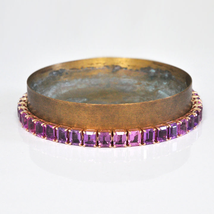 Rose Gold Emerald Cut Pink Sapphire bracelet