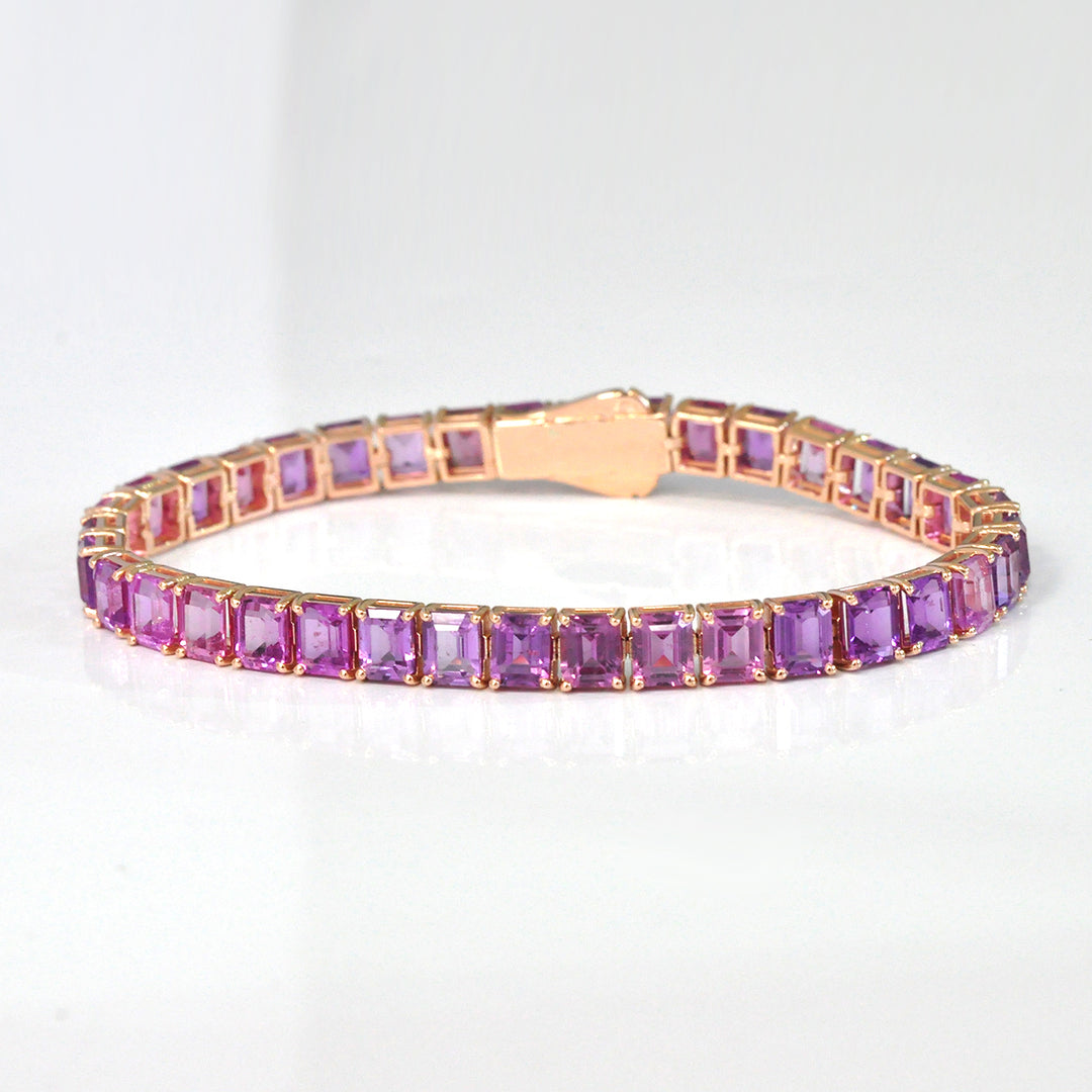 Rose Gold Emerald Cut Pink Sapphire bracelet