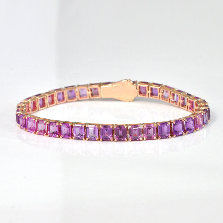 Rose Gold Emerald Cut Pink Sapphire bracelet
