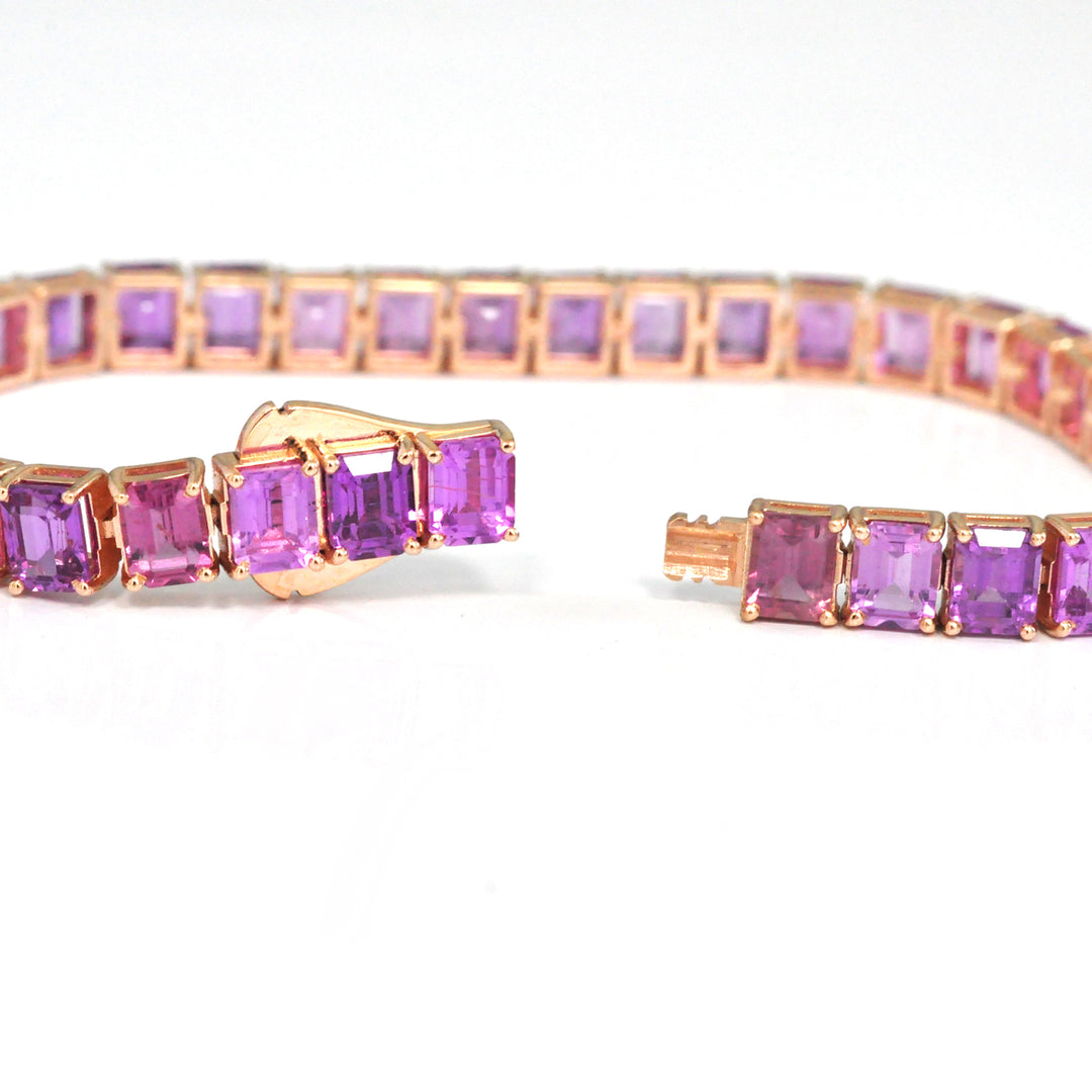 Rose Gold Emerald Cut Pink Sapphire bracelet