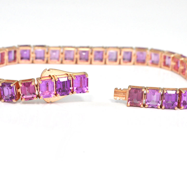 Rose Gold Emerald Cut Pink Sapphire bracelet