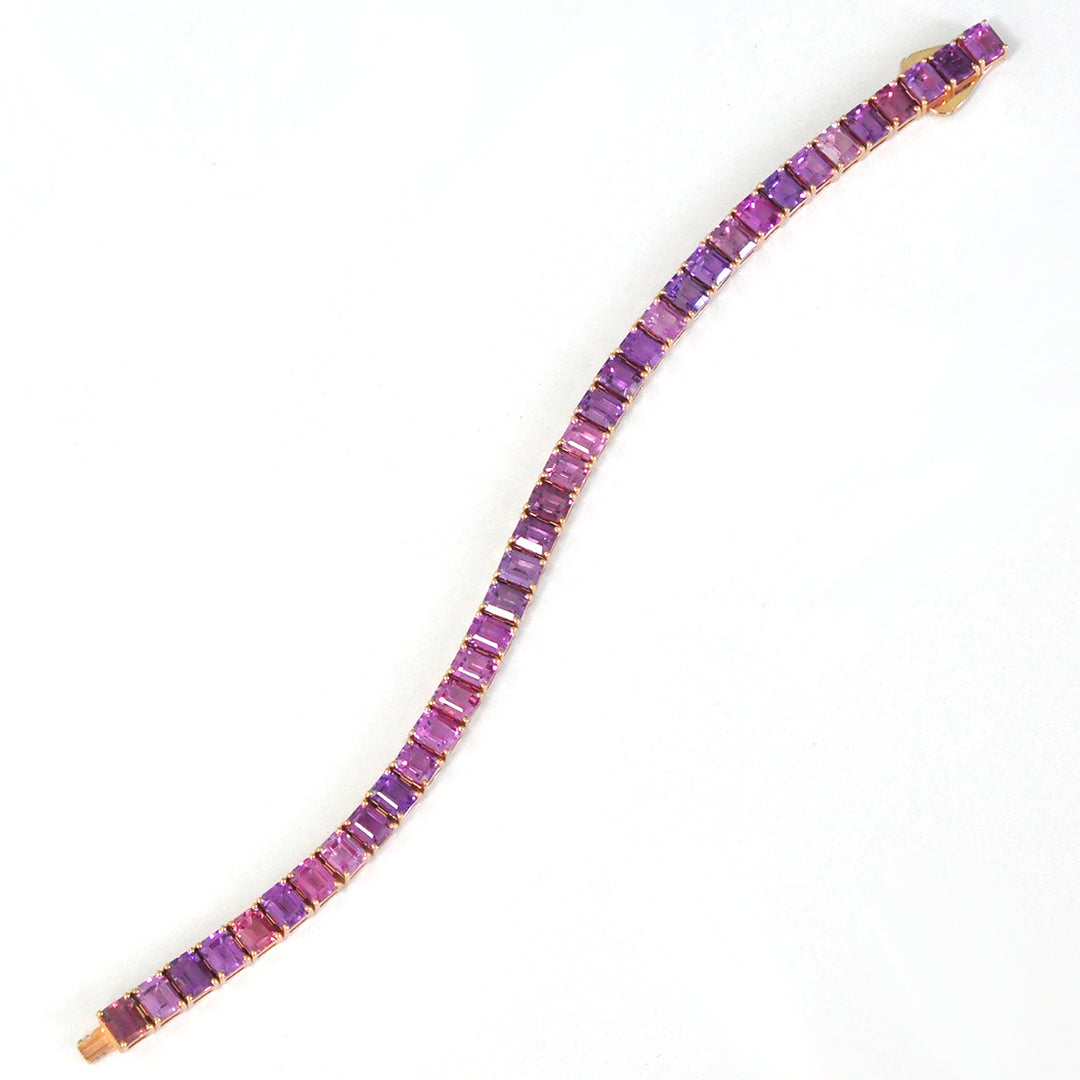 Rose Gold Emerald Cut Pink Sapphire bracelet