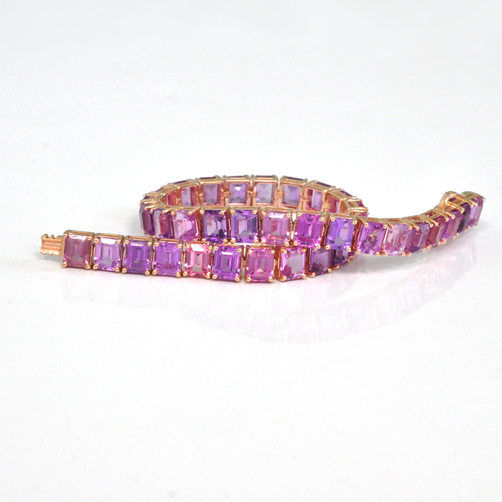Rose Gold Emerald Cut Pink Sapphire bracelet