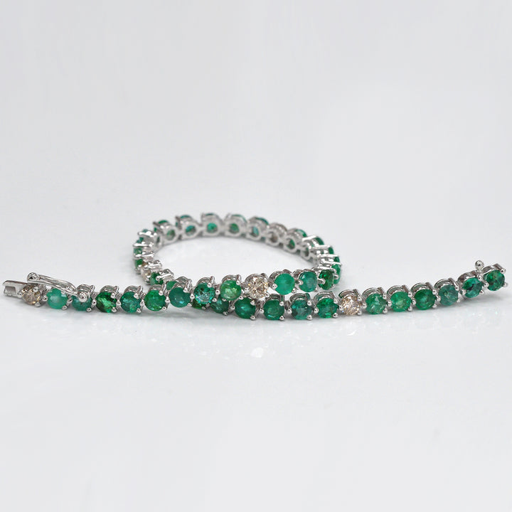 White Gold Emeralds &amp; brown diamonds bracelet.