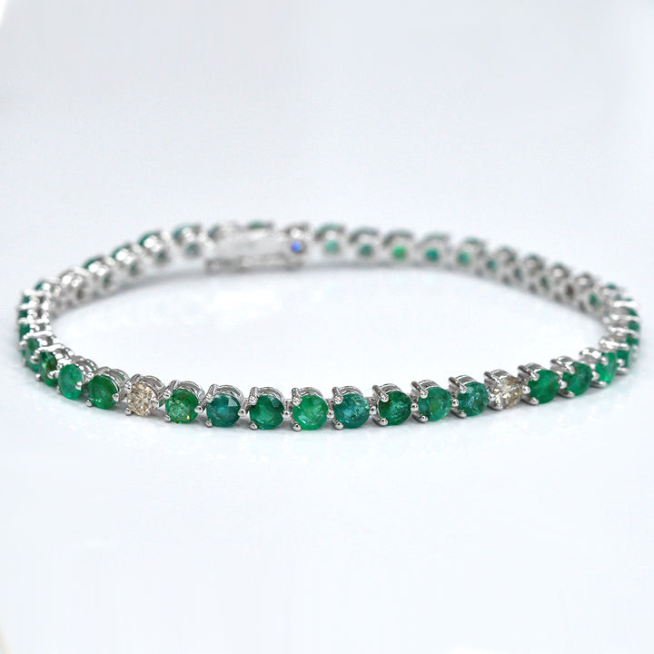 White Gold Emeralds &amp; brown diamonds bracelet.