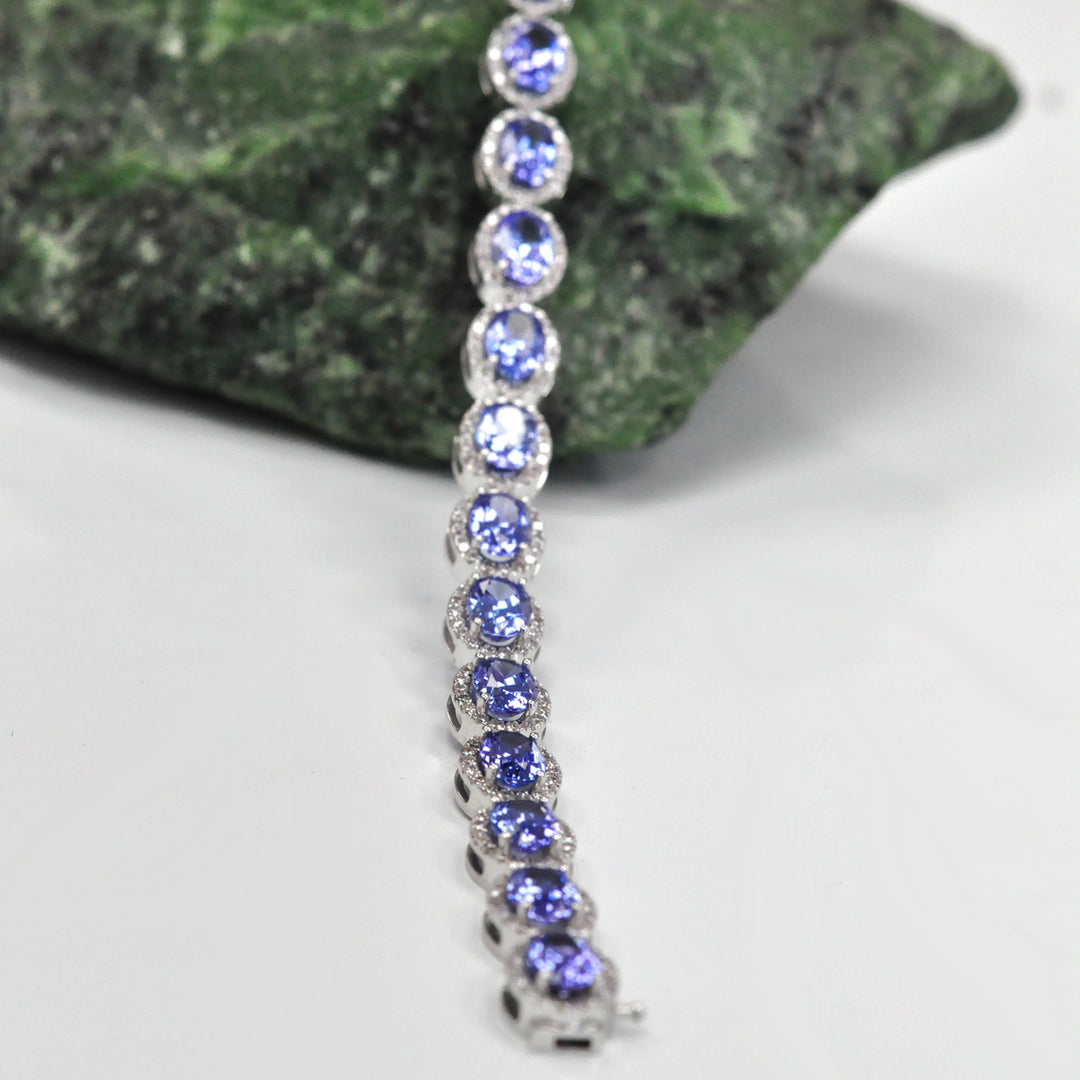 Tanzanite &amp; Diamonds Halo white gold bracelet