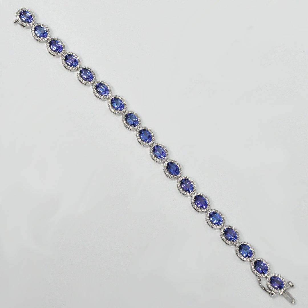 Tanzanite &amp; Diamonds Halo white gold bracelet