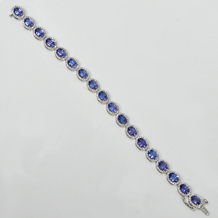Tanzanite &amp; Diamonds Halo white gold bracelet