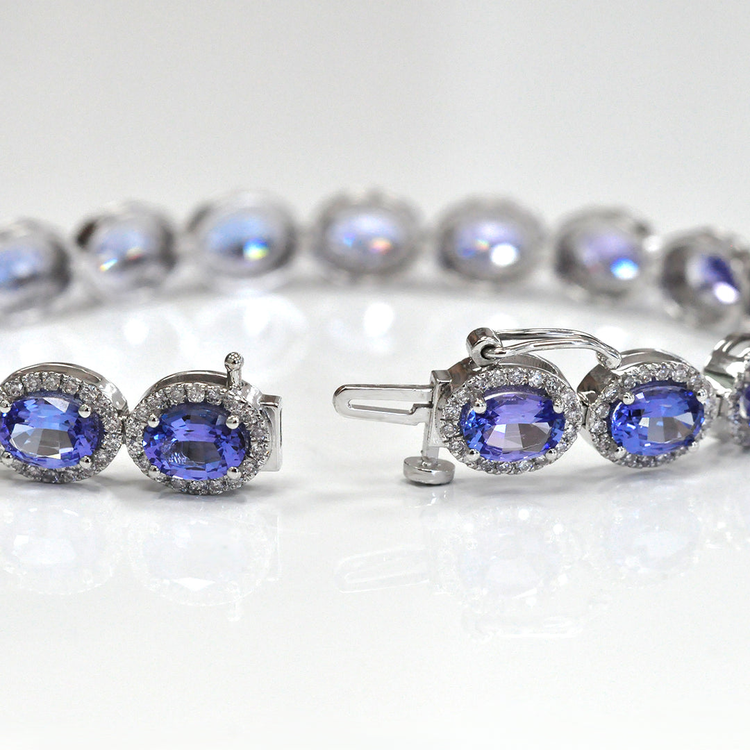 Tanzanite &amp; Diamonds Halo white gold bracelet