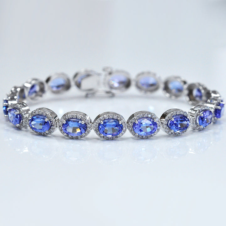 Tanzanite &amp; Diamonds Halo white gold bracelet