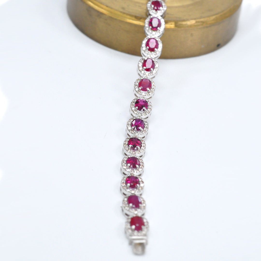 unheated RUBY and Diamonds halo bracelet