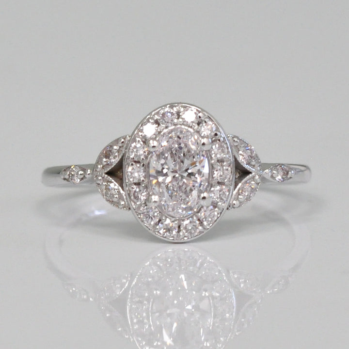 Oval  Diamond Halo Ring