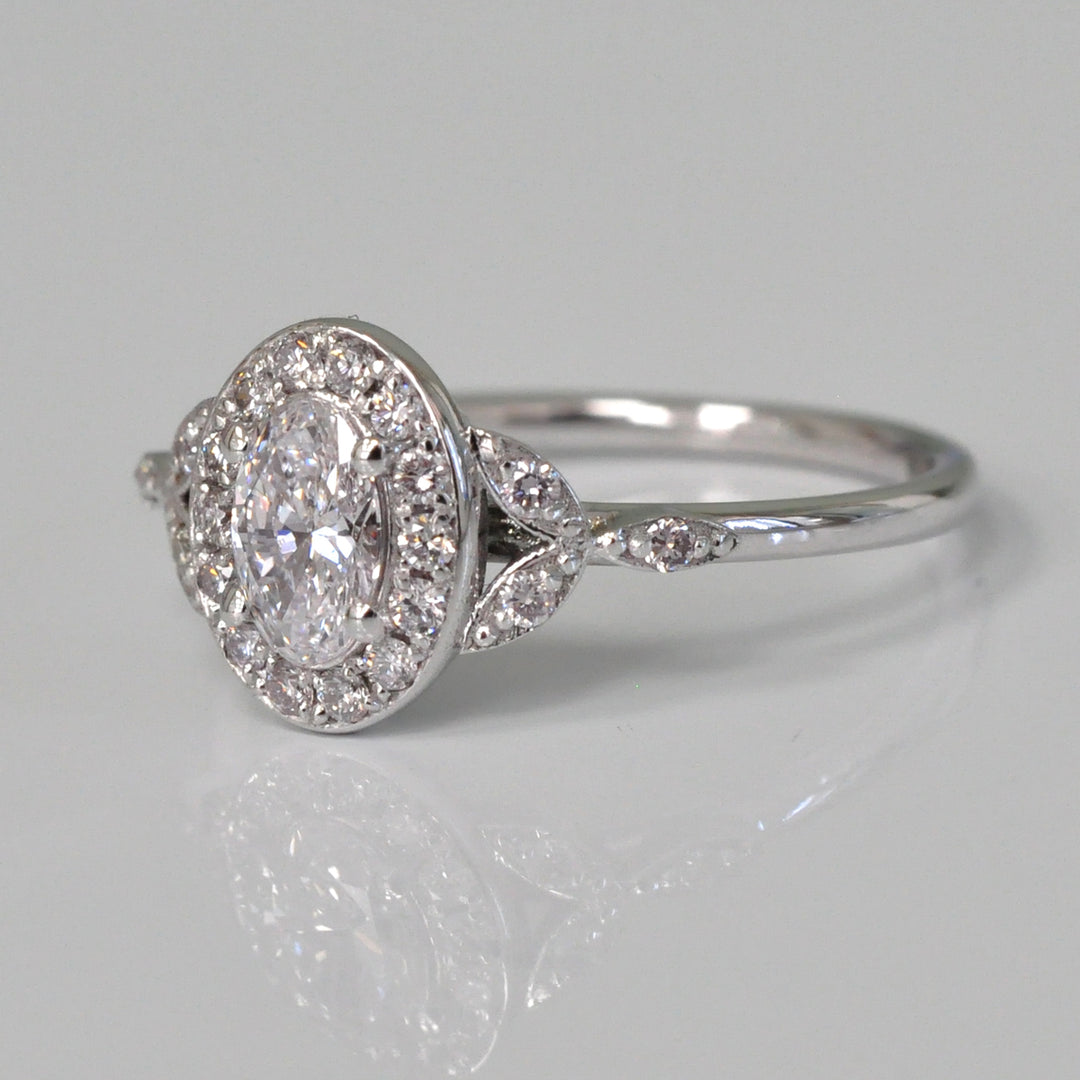 Oval  Diamond Halo Ring
