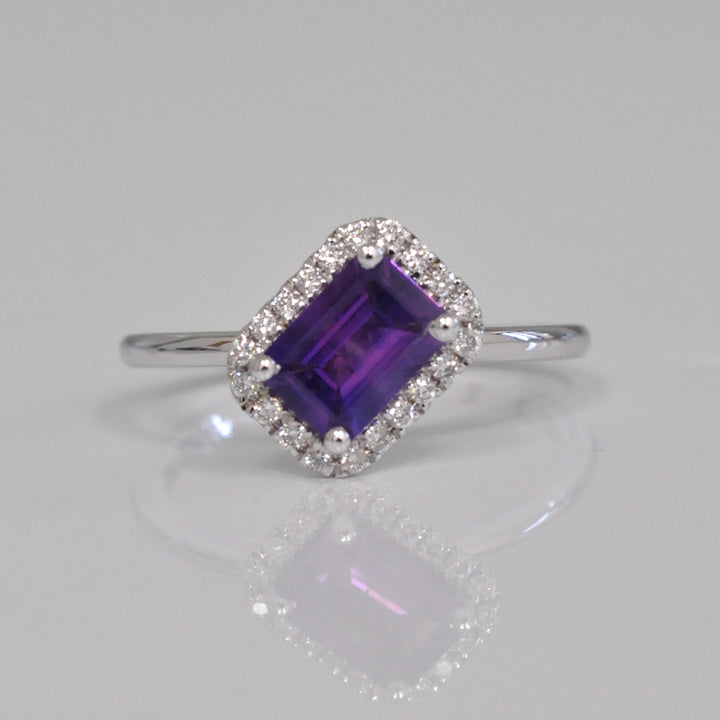 One of a Kind  Halo Ring with Purple Sapphire