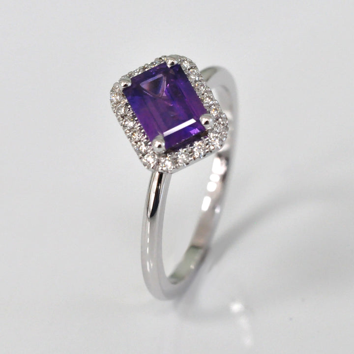 One of a Kind  Halo Ring with Purple Sapphire