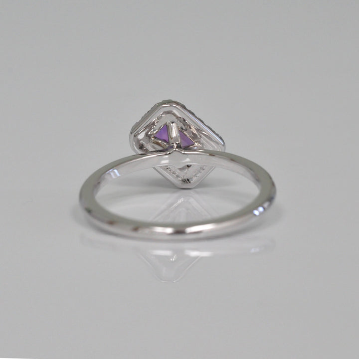 One of a Kind  Halo Ring with Purple Sapphire