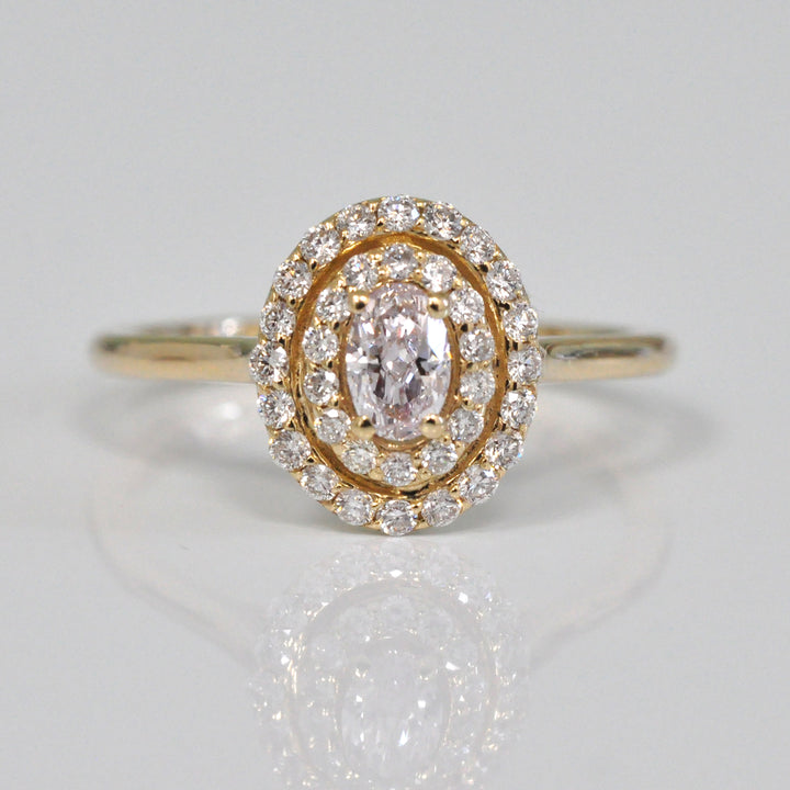 Double Halo Oval Diamond Ring