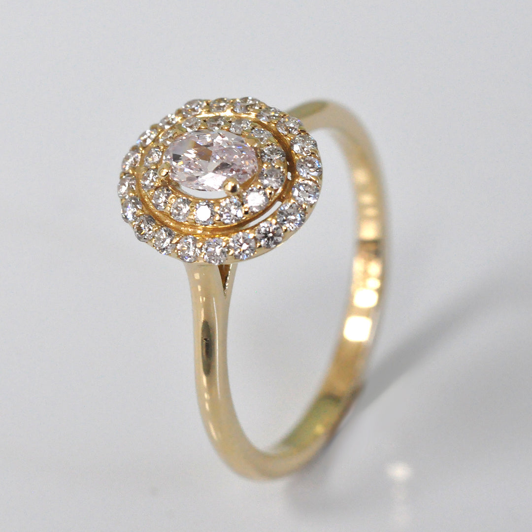 Double Halo Oval Diamond Ring