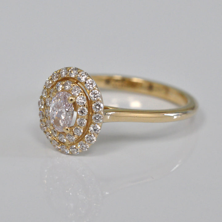 Double Halo Oval Diamond Ring