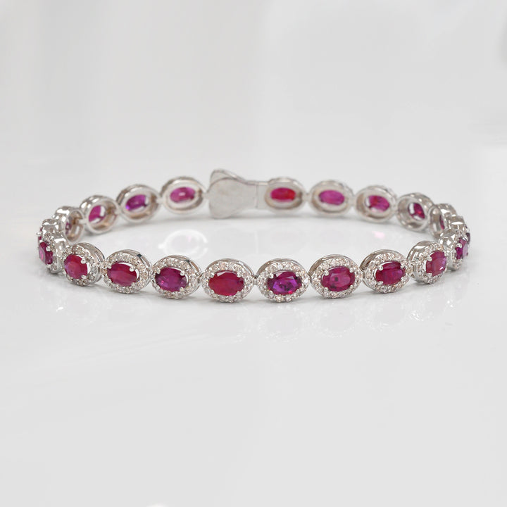 unheated RUBY and Diamonds halo bracelet