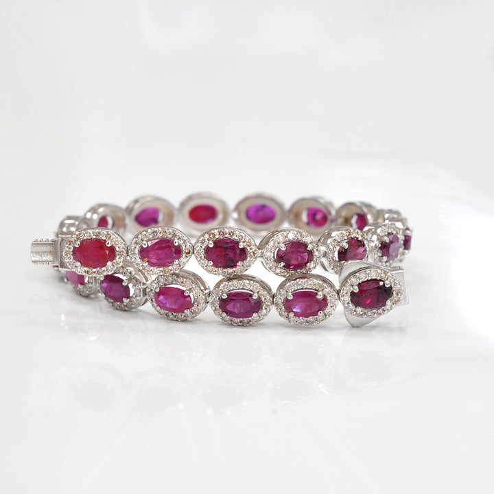 unheated RUBY and Diamonds halo bracelet
