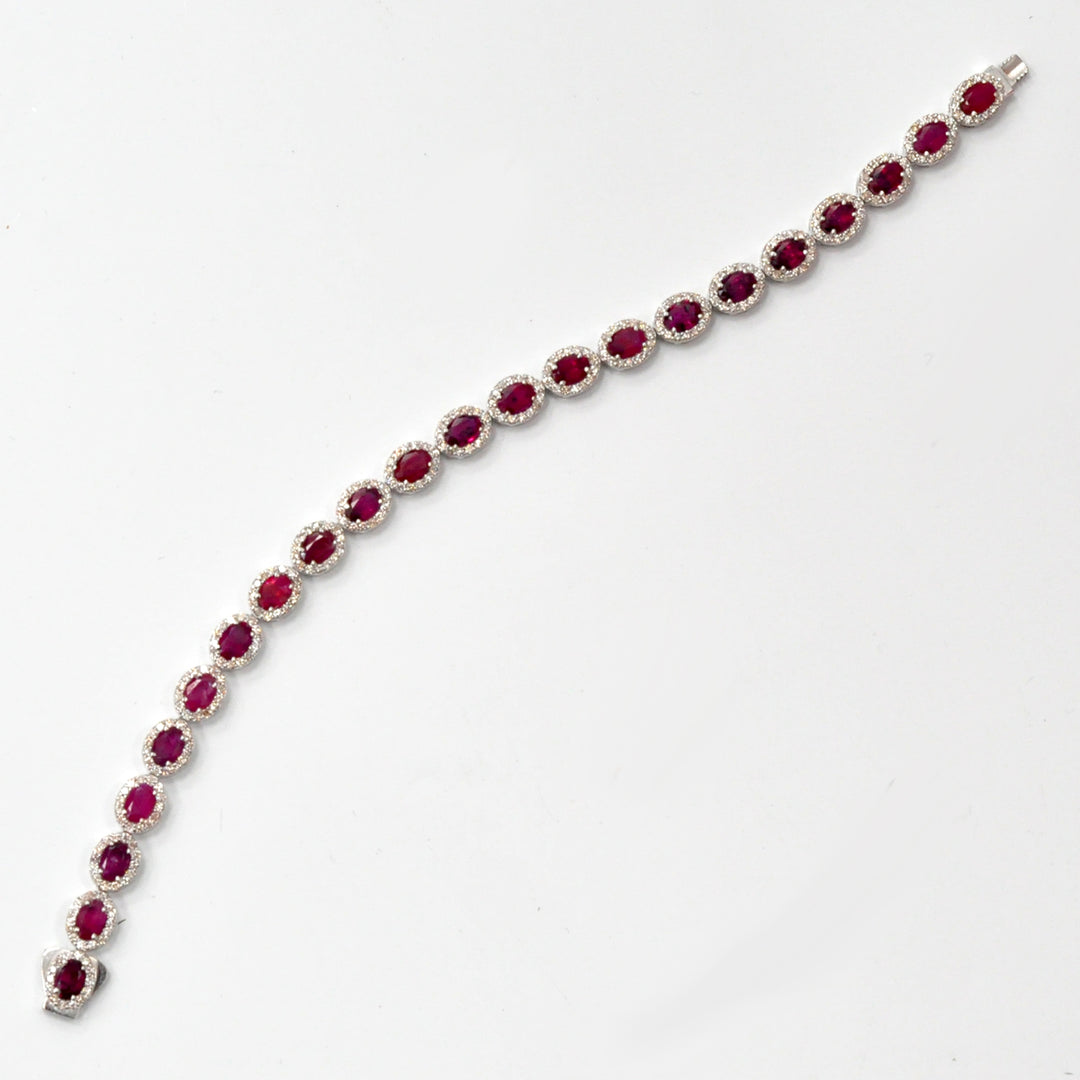 unheated RUBY and Diamonds halo bracelet