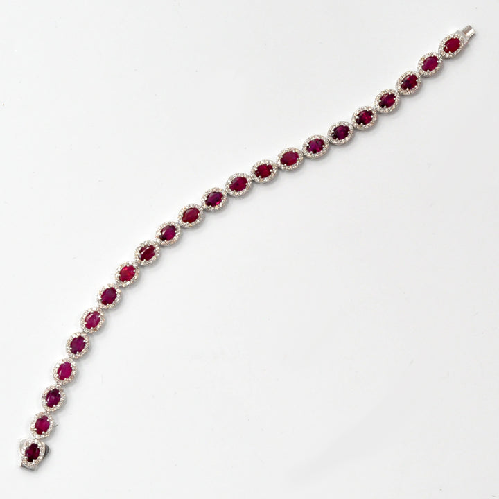 unheated RUBY and Diamonds halo bracelet