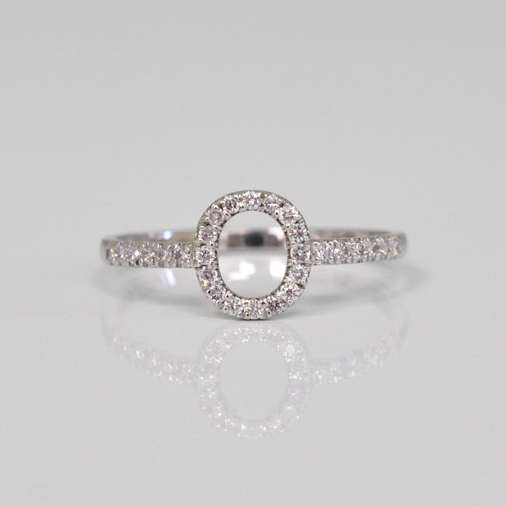 Letter O  white gold Diamonds Ring