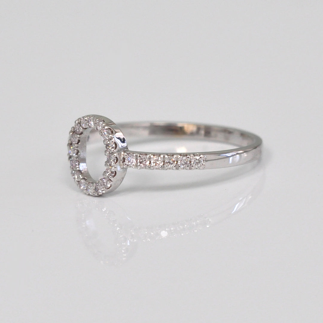 Letter O  white gold Diamonds Ring