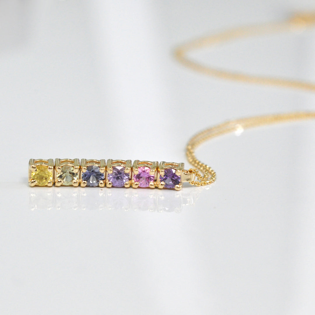 yellow gold  round cut fancy sapphire  Pendant