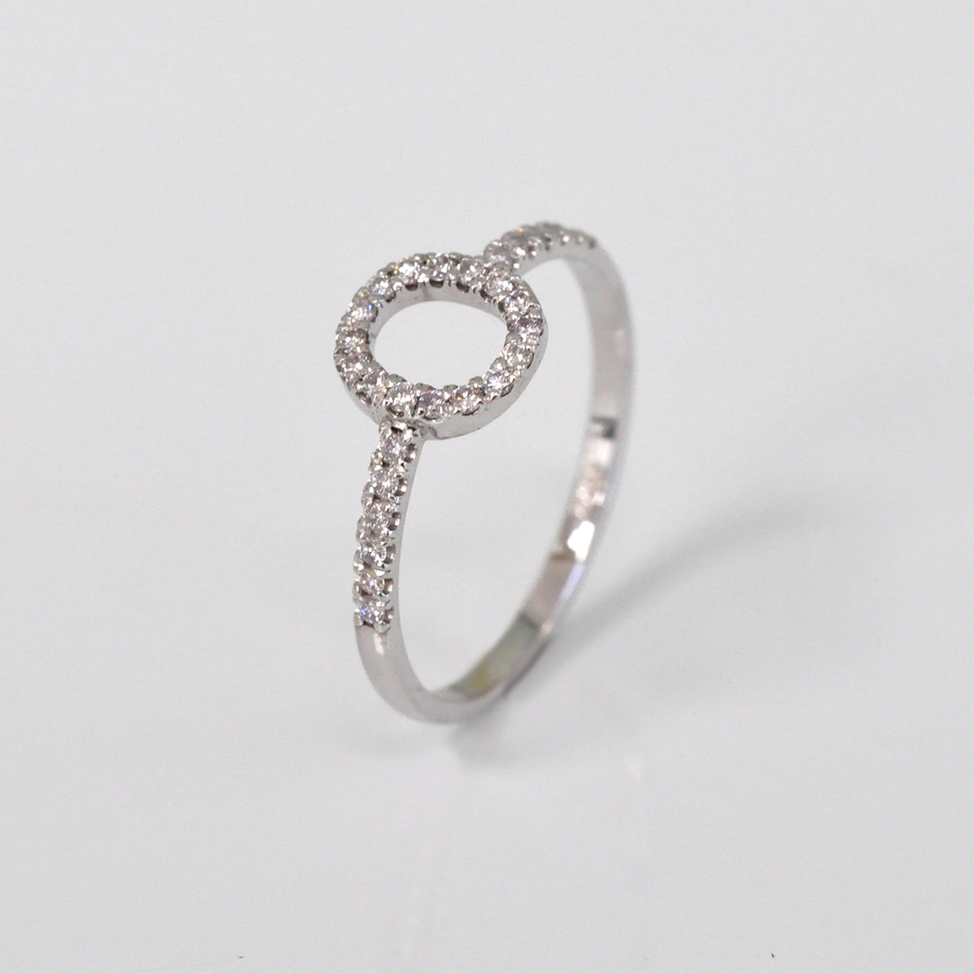 Letter O  white gold Diamonds Ring