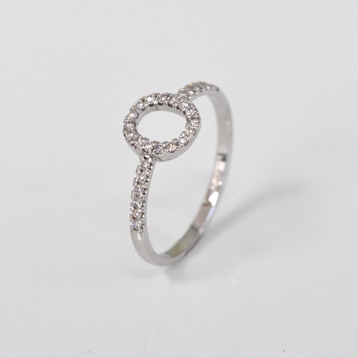 Letter O  white gold Diamonds Ring