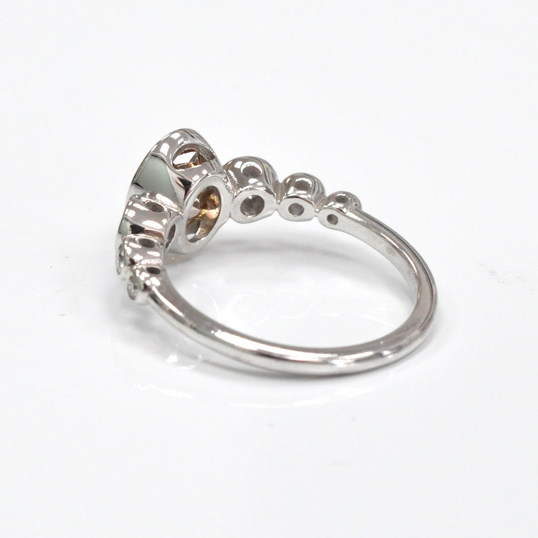 bezel set 7 stones brown &amp; white diamonds ring