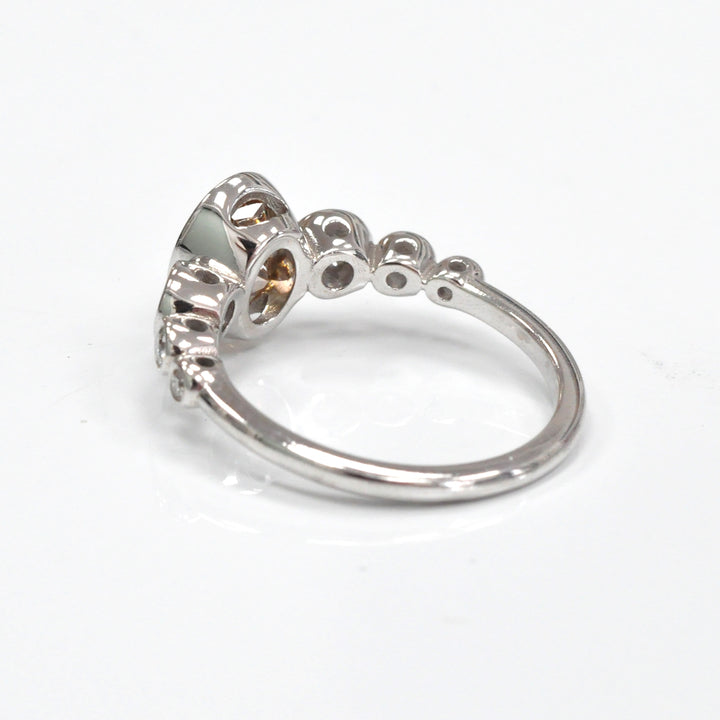 bezel set 7 stones brown &amp; white diamonds ring
