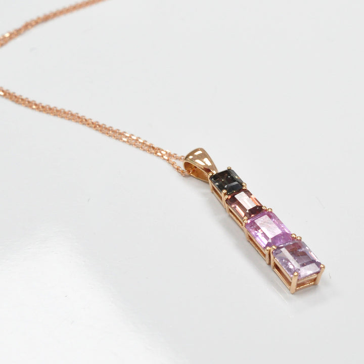 Four emerald cut fancy sapphires ROSE GOLD Pendant