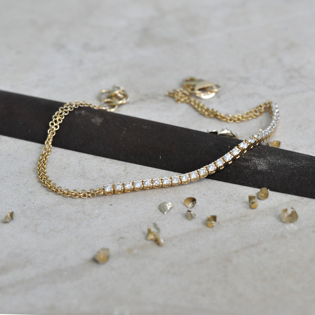 Yellow Gold half Tennis bracelet