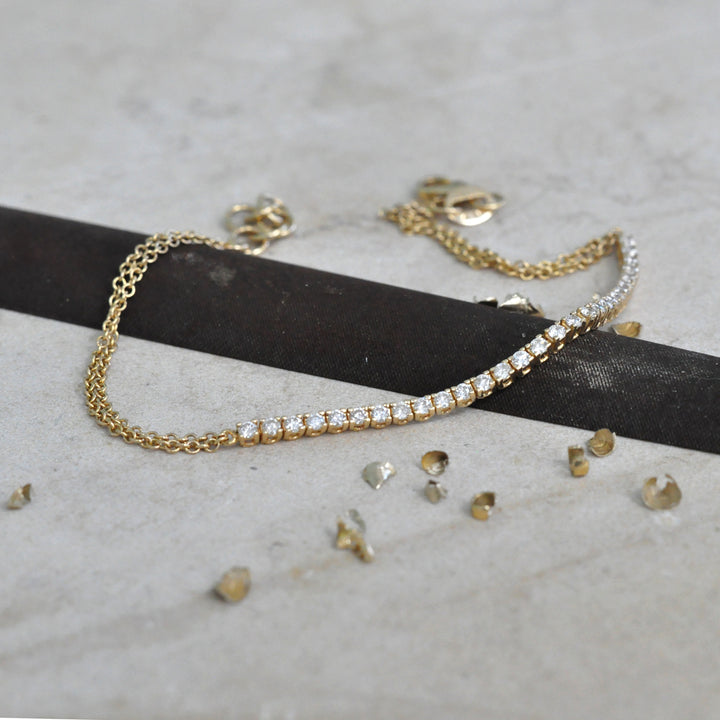 Yellow Gold half Tennis bracelet