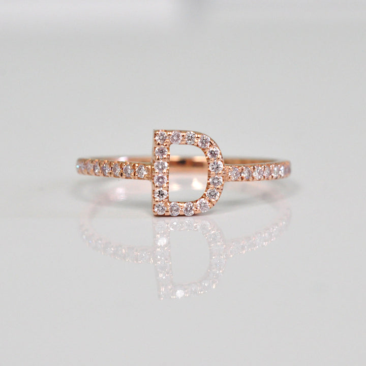 Letter D rose gold Diamonds Ring