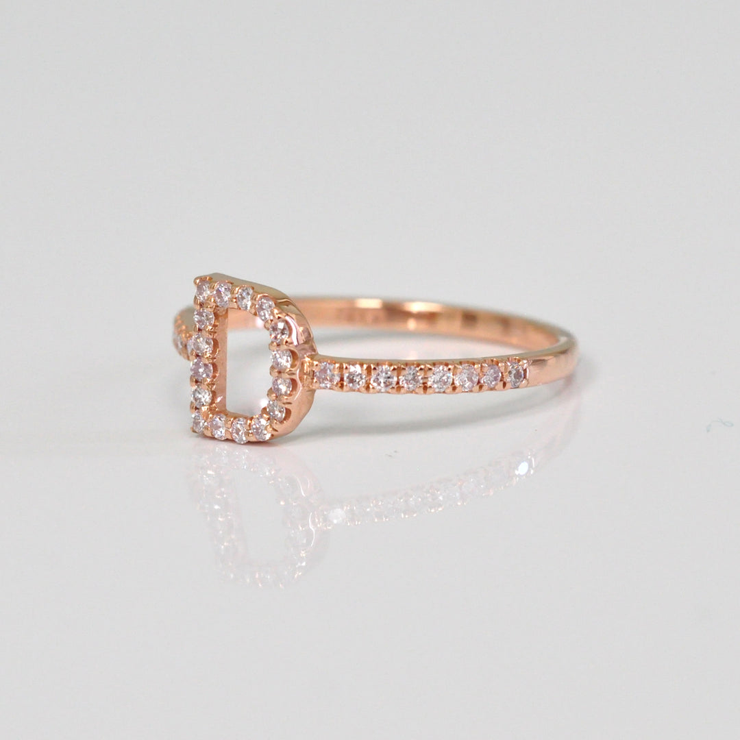 Letter D rose gold Diamonds Ring